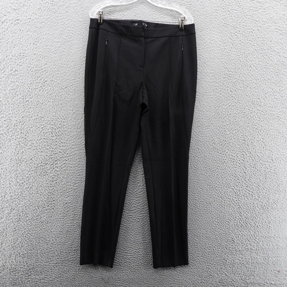 Lafayette 148 Slim Leg Dress Pants Size 10 Black Women Stretch Career Minimalist